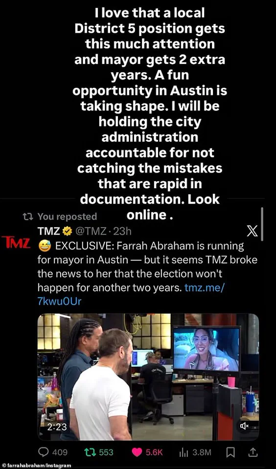 Live TV Shock: Farrah Abraham's Austin Mayor Bid Collapses Over Election Delay