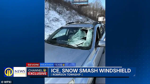 Massive Ice Slab Shatters Windshield on Parkway West, Injuring Driver and Shocking Child